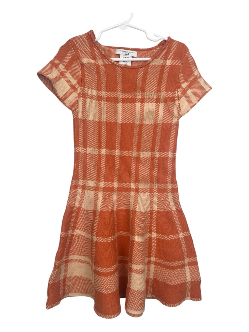 Sincerely Jules Girls Orange Plaid Dress 7/8